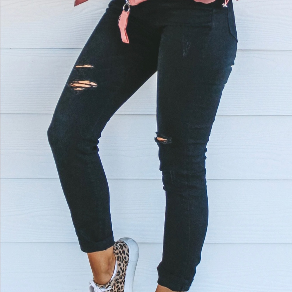 Black denim distressed skinny jeans 29/11